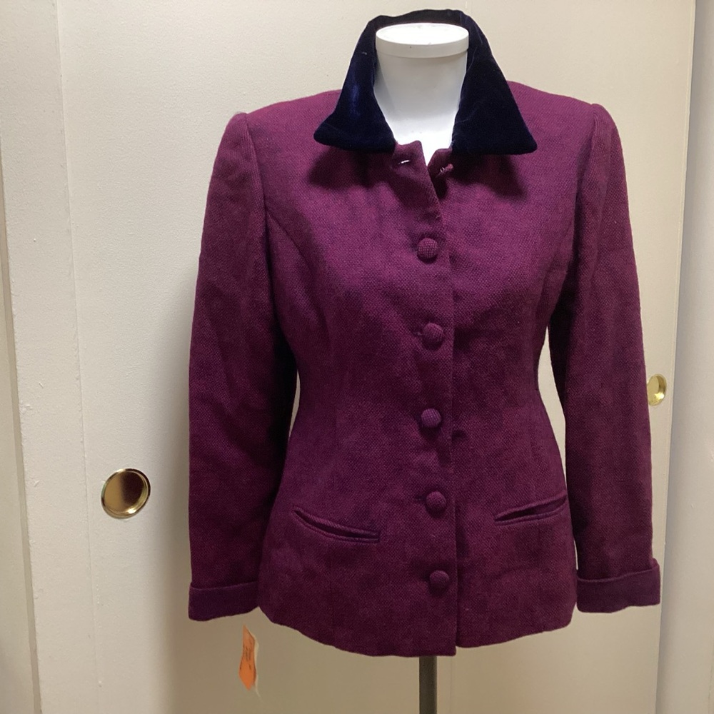 Purple Tailored Blazer with Contrasting Collar